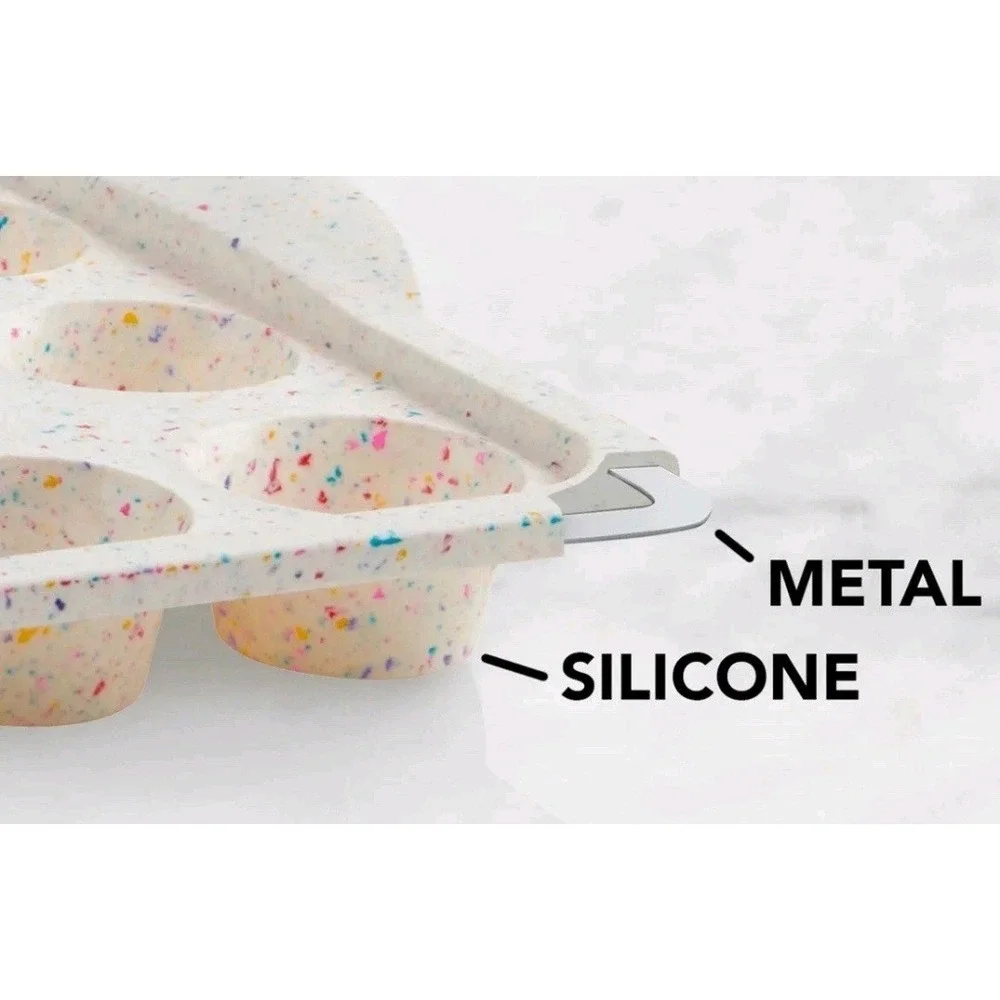 Trudeau Silicone 24 Count Mini Muffin Pan, Multi-Color Confetti, Dishwasher Safe